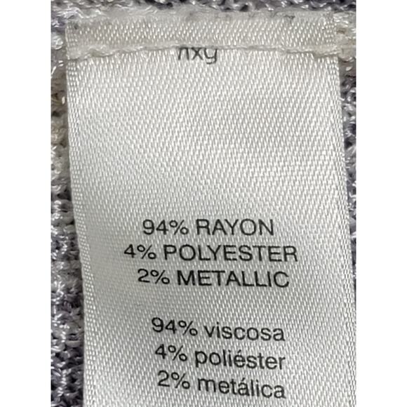 White House Black Market Gray Tan Metallic Asymmetrical Hem Top Small Boat Neck - Picture 4 of 6